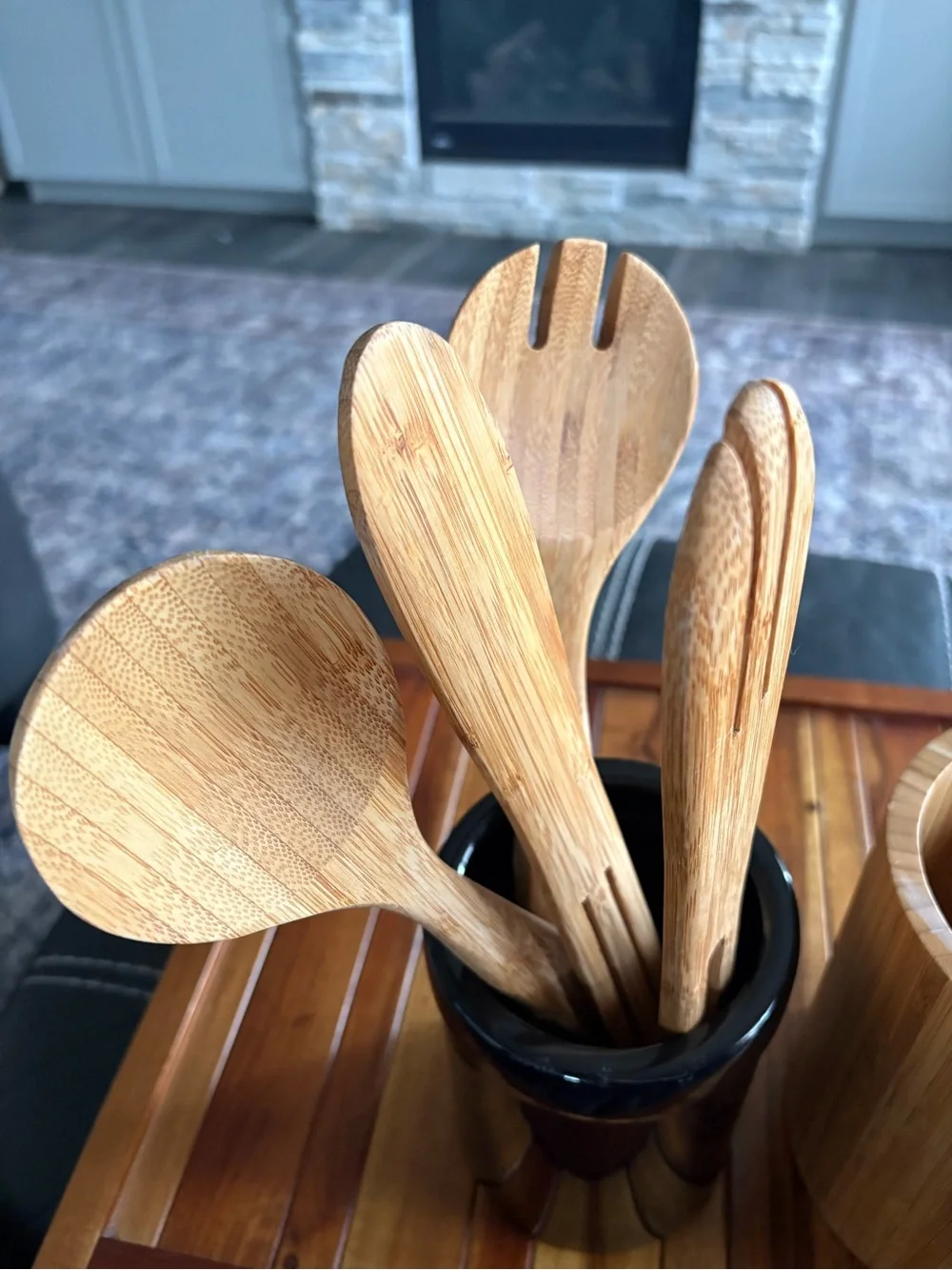 Giada De Laurentiis Bamboo Utensil Holder & Wood Kitchen Utensil Set